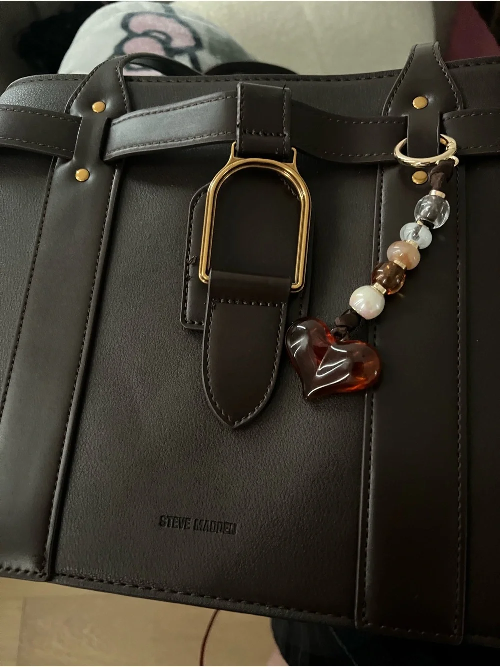 Classic Steve Madden Black Women’s Tote Bag with Charm